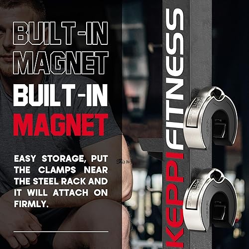 Miniatura 5 de KeppiFitness - Pinzas para barra, nuevo concepto de abrazaderas para barra de levantamiento de pesas, clips de peso de bloqueo rápidoextracción,