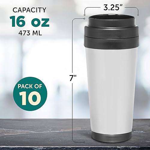 Miniatura 21 de Tazas de viaje de acero inoxidable con aislamiento personalizado, 16 onzas, juego de 50, paquete personalizado a granel, perfectas para café helado