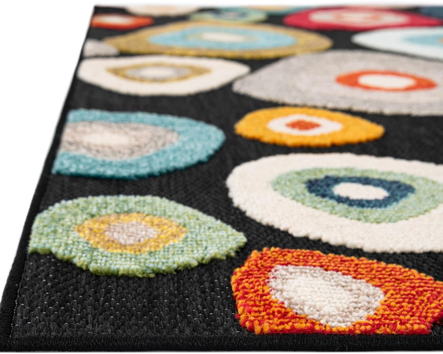 Rugs.com Outdoor Casablanca Collection Rug – 5x8 Multi Black Low-Pile Rug Perfect for Bedrooms, Dining Rooms, Living Rooms