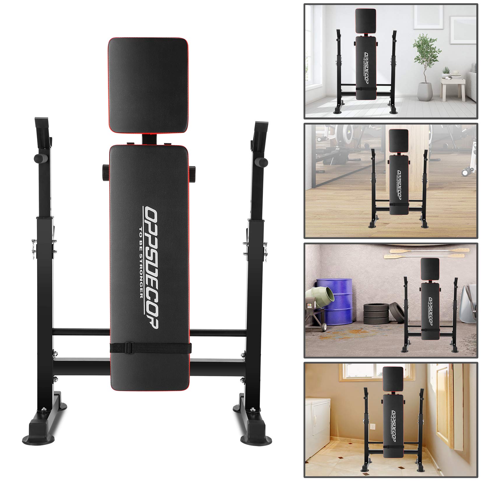 6-in-1 900LBS ASTM-Certified Foldable Weight Bench Set for Home Gym, Adjustable Bench Press Set with Leg Extension, Leg Curl, Preacher Curl, Barbell Squat Rack for Full Body Workout, Strength Training