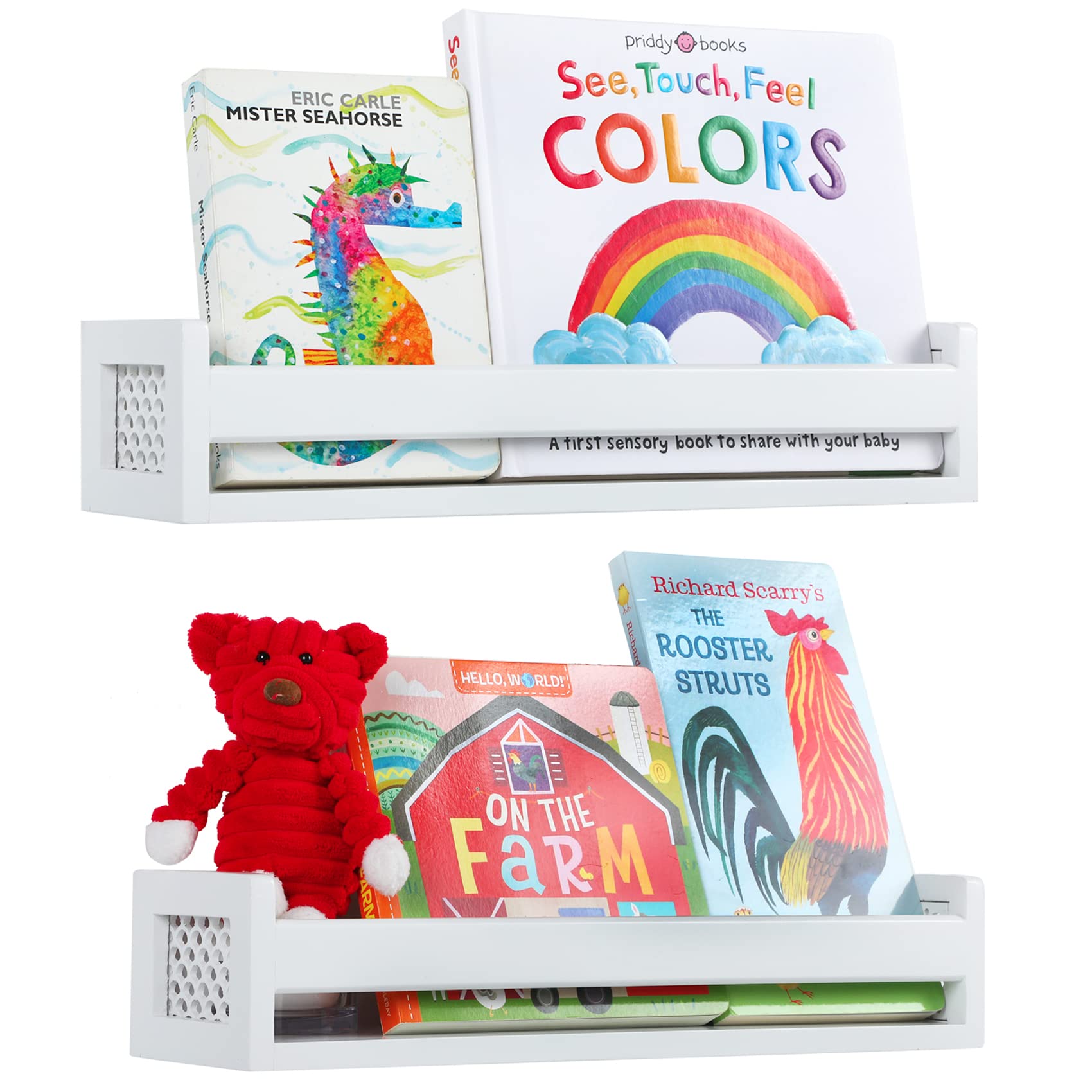 Satauko Estantes para Libros de Montaje en Pared para Habitación de Guardería, Estantes Flotantes Blancos para Estante de Especias de Cocina, Organizador de Estantes de Madera para de Baño, Entrada.