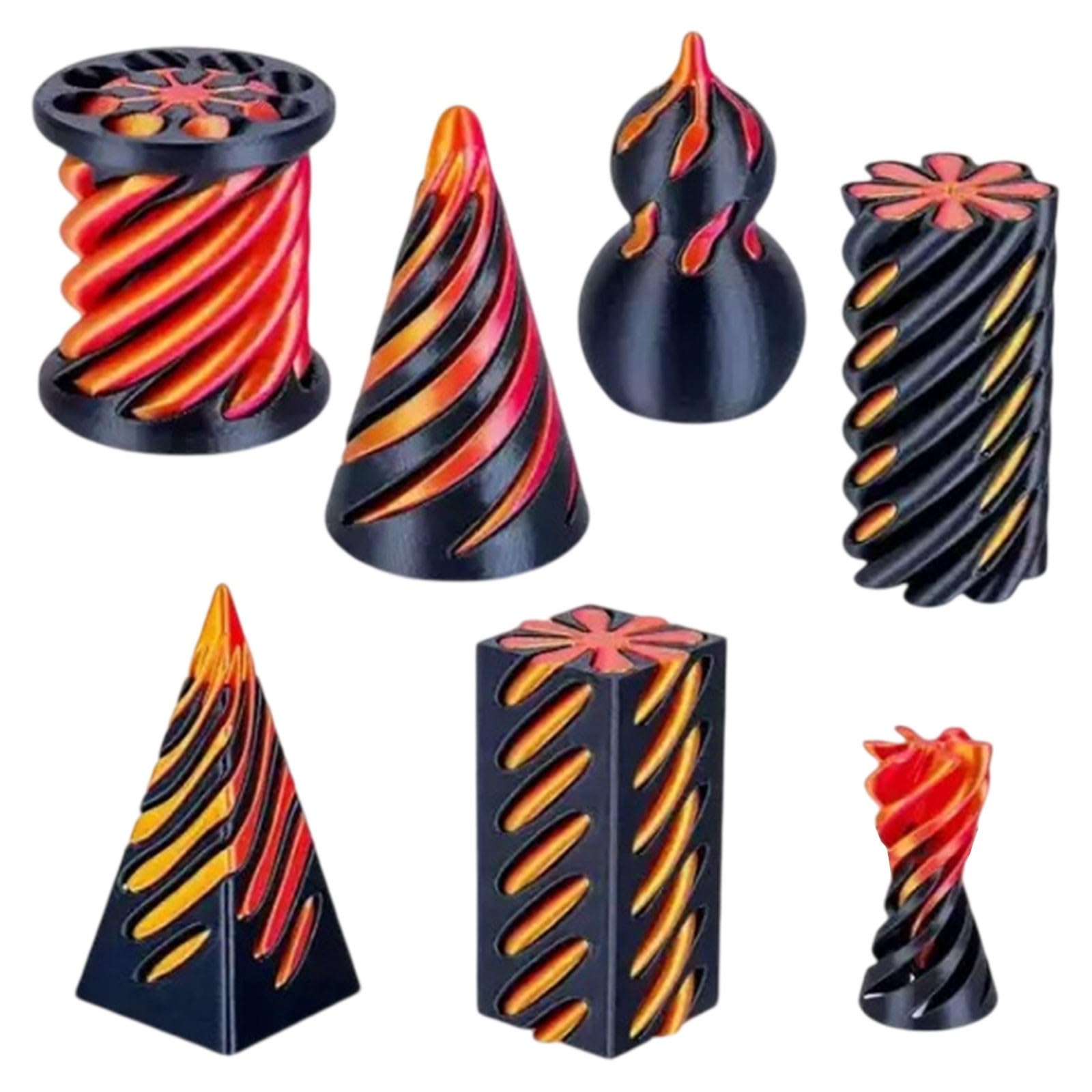 6PCS Spiral 3D Printed Fidget Toy, Spiral Cone Fidget Toy, Impossible 3D Printed Stress Relief Toys Set, Fun Toys for Adults Kids, Office, School or Home Relief Anxiety and Enhance Focus (A05)