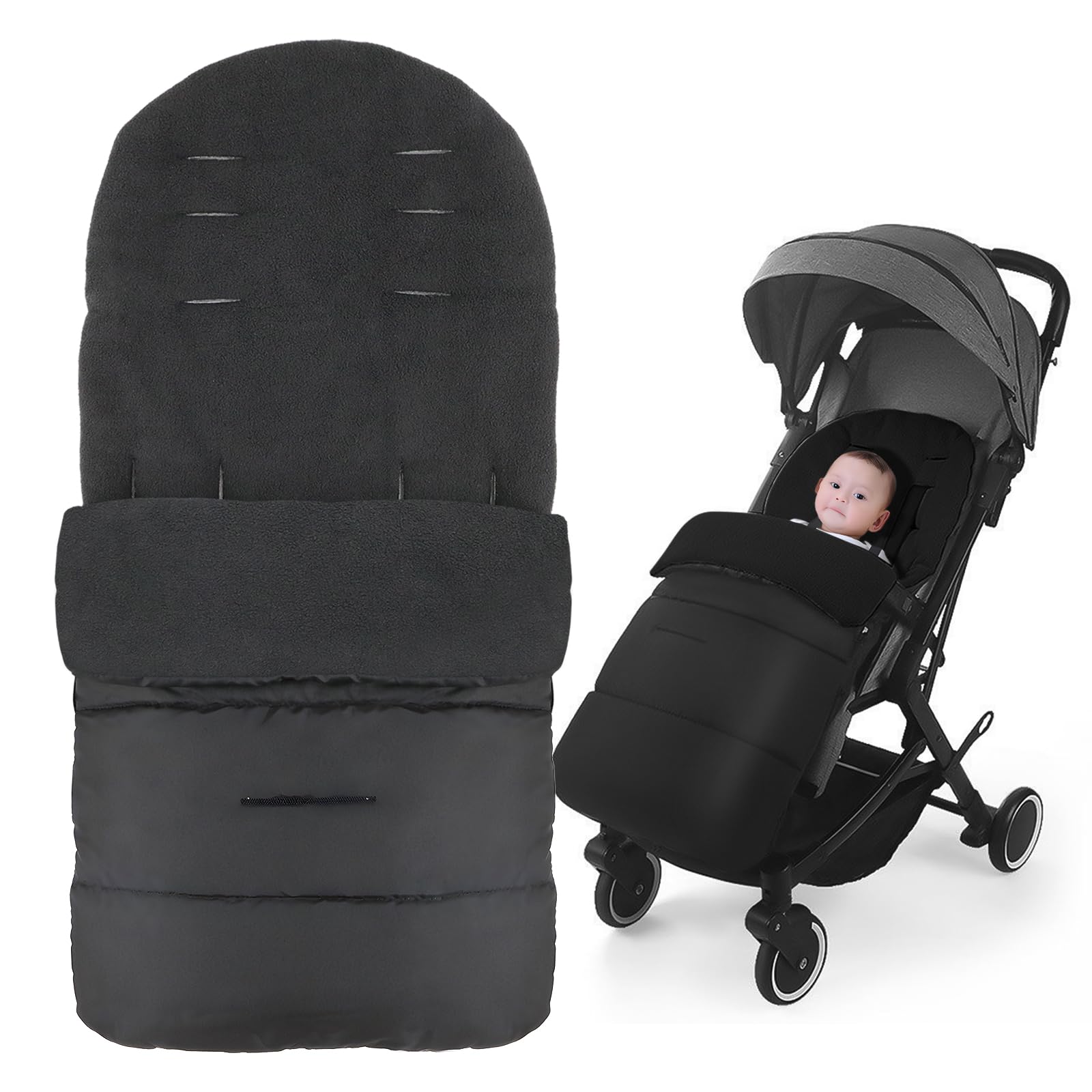 Universal Pushchair Footmuff Winter Warm Baby Stroller Cosy Toes Fleece Pram Liner Cushion Insert Infant Toddler Bunting Muff Outdoor Windproof Waterproof Buggy Foot Leg Cover Blanket Sleeping Bag