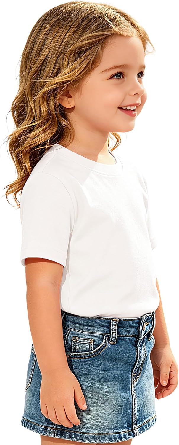 Toddler Girls Short Sleeve T-Shirts,Cotton Solid Tops 18M-5T | Basic Solid, Crew Neck, Soft Cotton, Casual Summer Tops