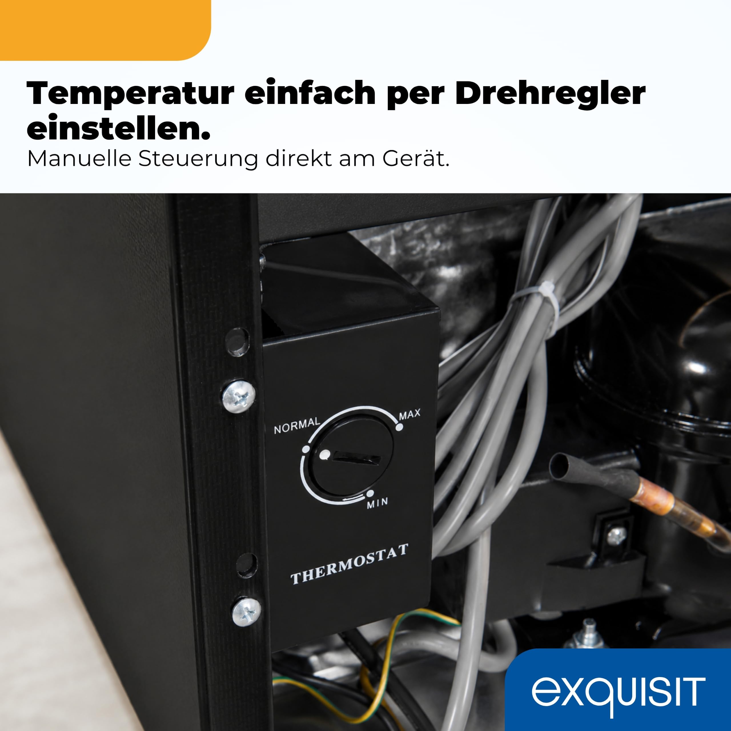 Exquisit Mini Gefrierschrank 33 l | 4-Gefrierfach | kompakt 44 cm breit | 40 dB | Türanschlag wechselbar | GB05-040E schwarz | Schwarz