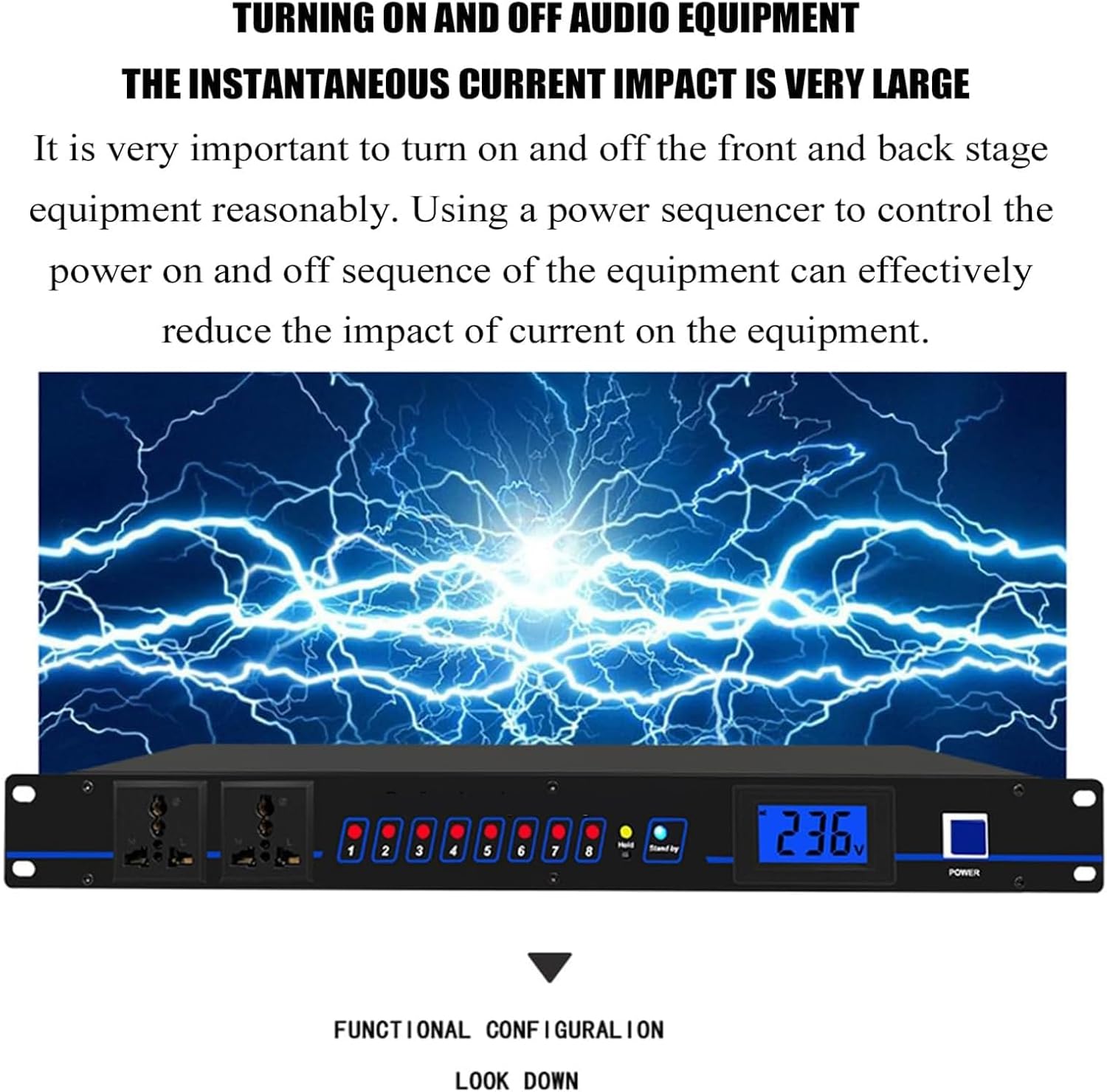 オーディオイコライザー、ステレオイコライザーリアルタイム周波数レベルディスプレイ、8ウェイ出力/フォワードおよびリバースタイムスイッ