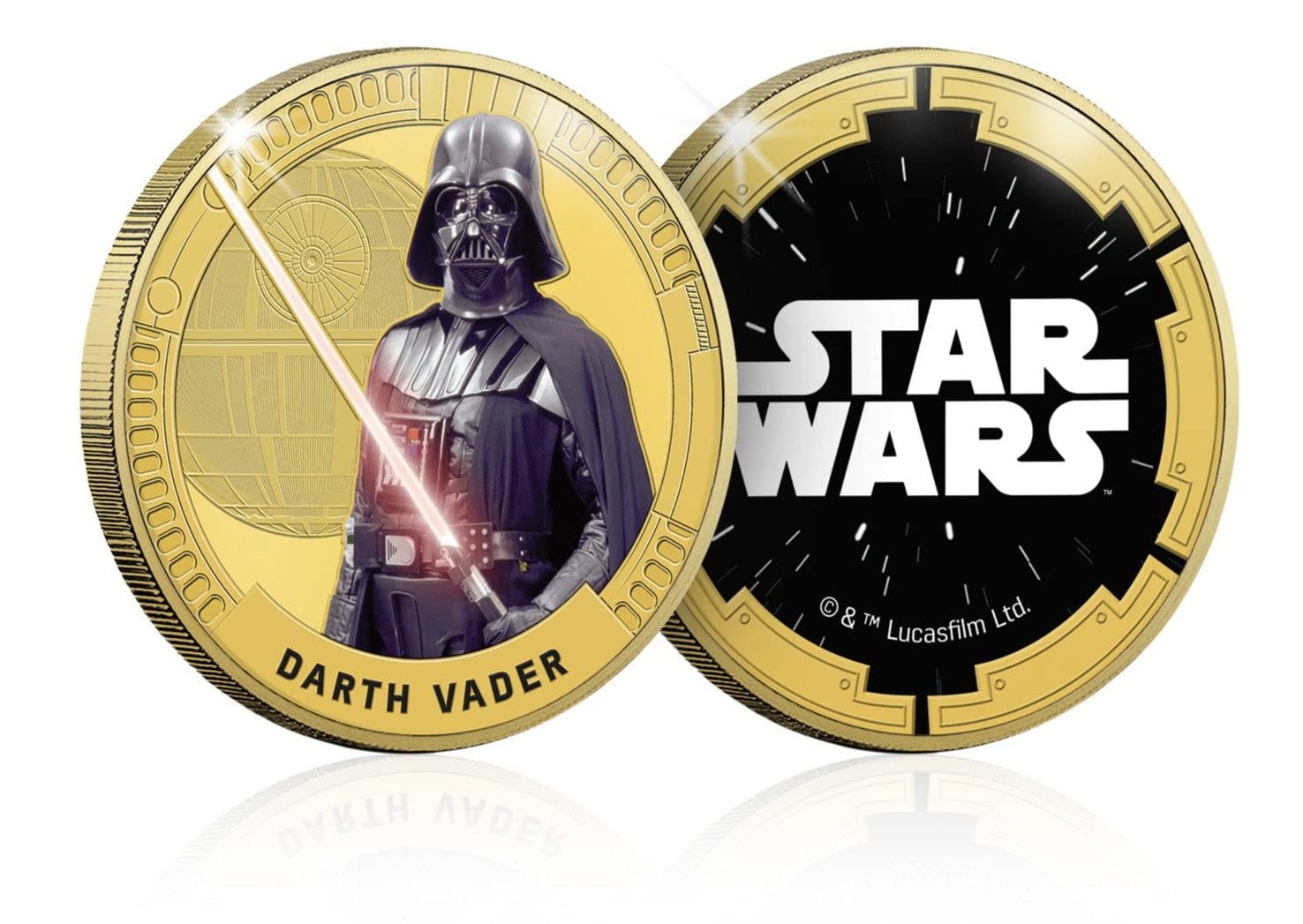 Star Wars Original Trilogy Darth Vader – 44mm Commemorative Coin Au Plated + Full Colour Edition, Oficial Licensed Collection and The for Collectors