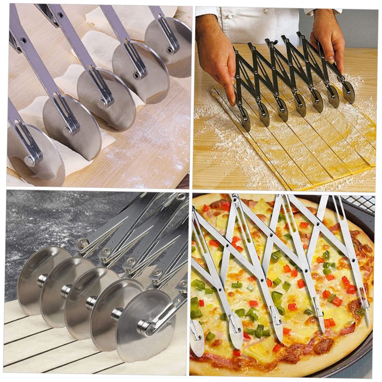 Sosoport Pizzaschneider für Einfaches Schneiden von Pizza und Gebäck mit 5 Verstellbaren Rädern aus Edelstahl Moderner und Praktischer Teigteiler