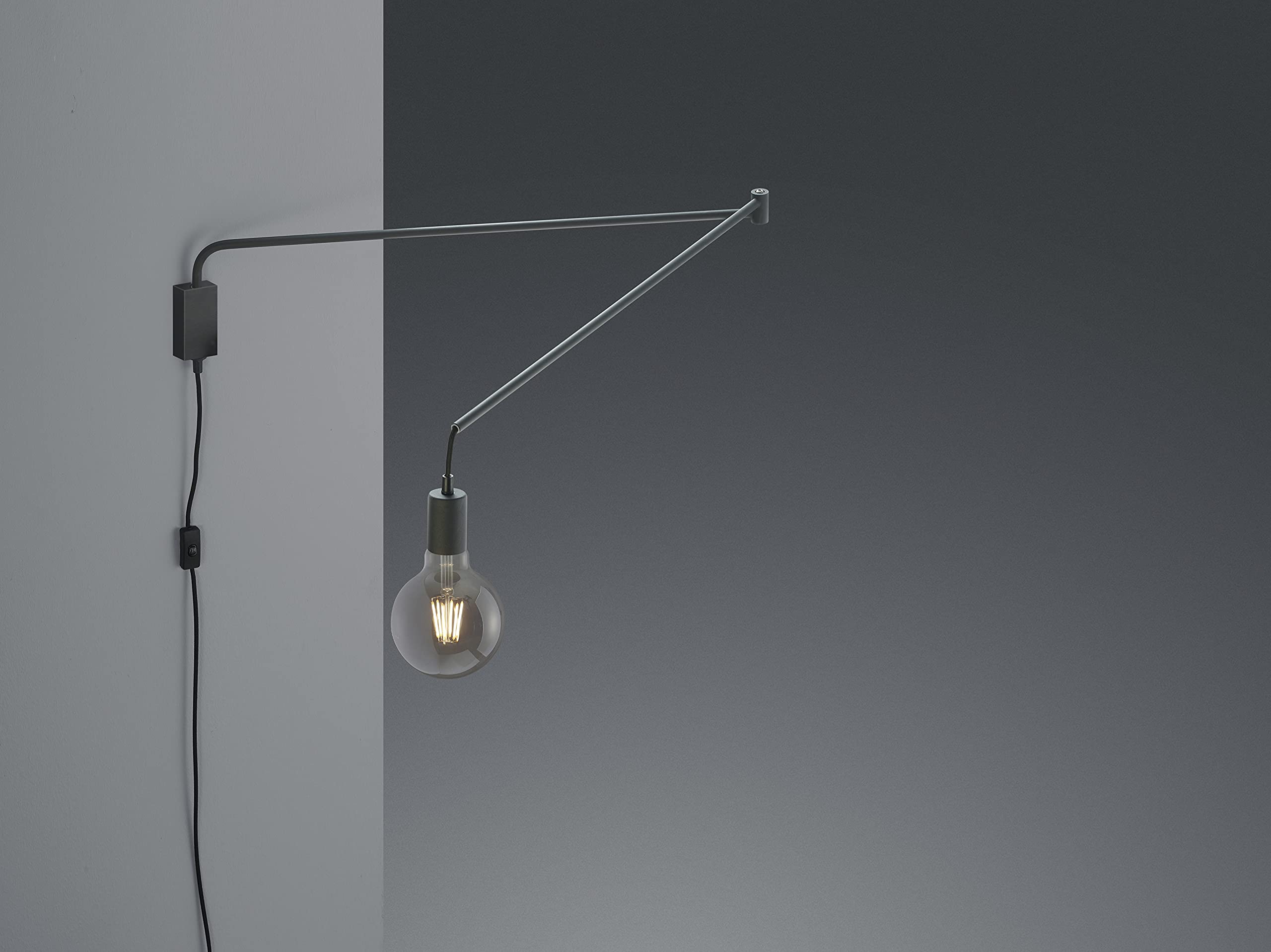 Trio Leuchten Lampada da parete Line 200200132, in metallo nero opaco, non include 1 x E27