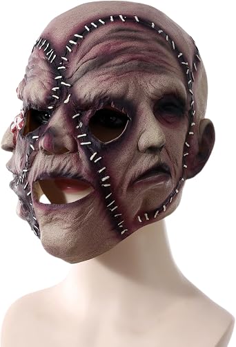 3 Face Halloween Horror Mask, Supersoft Creepy Scary Halloween Mask,The Evil Demon Cosplay, Horror Challenge Evil Costume