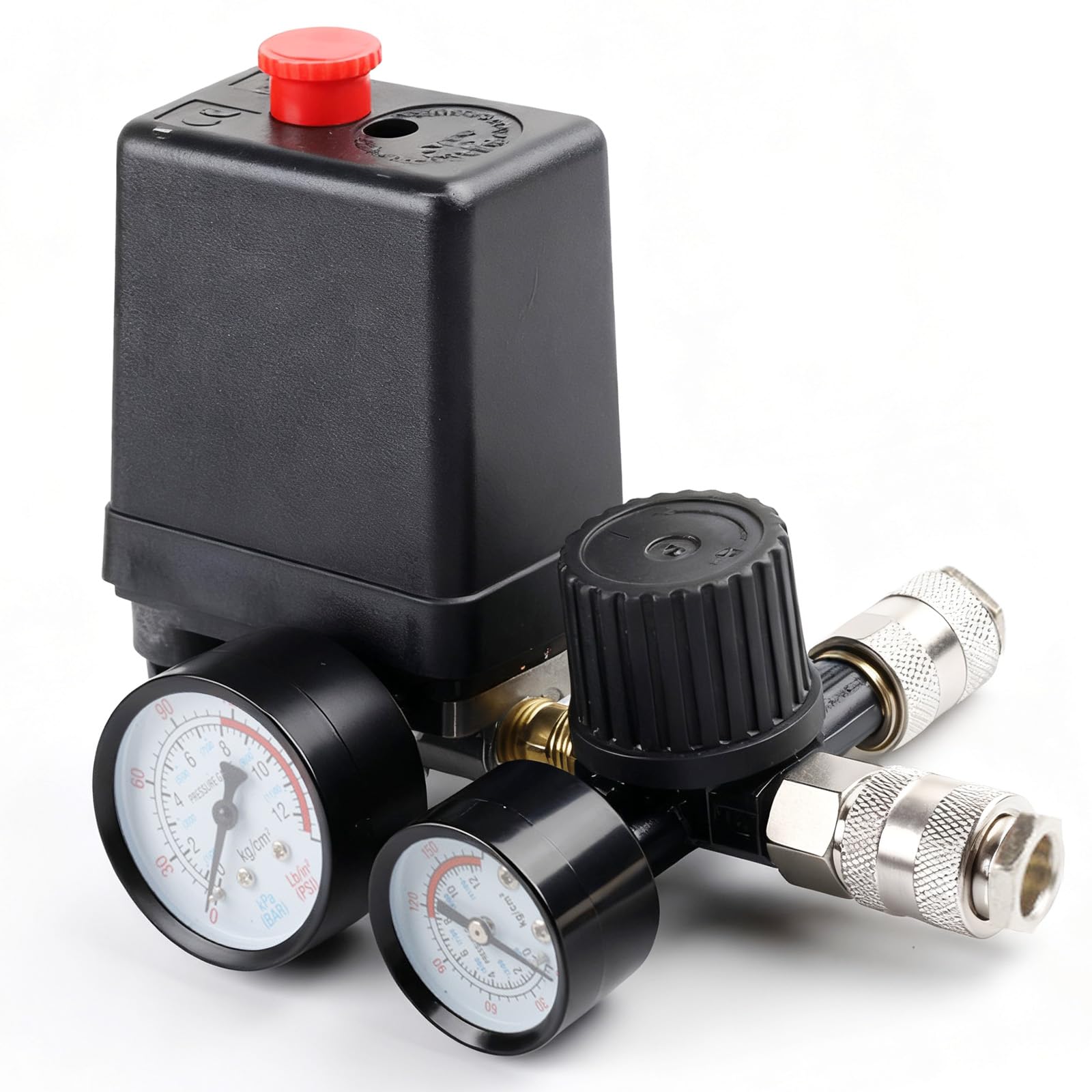 Pressostato compressore regolatore di pressione, compressore d'aria 220 V con 2 manometri, regolatore interruttore compressore valvola di controllo, 90 – 120 PSI compressore d'aria compressore
