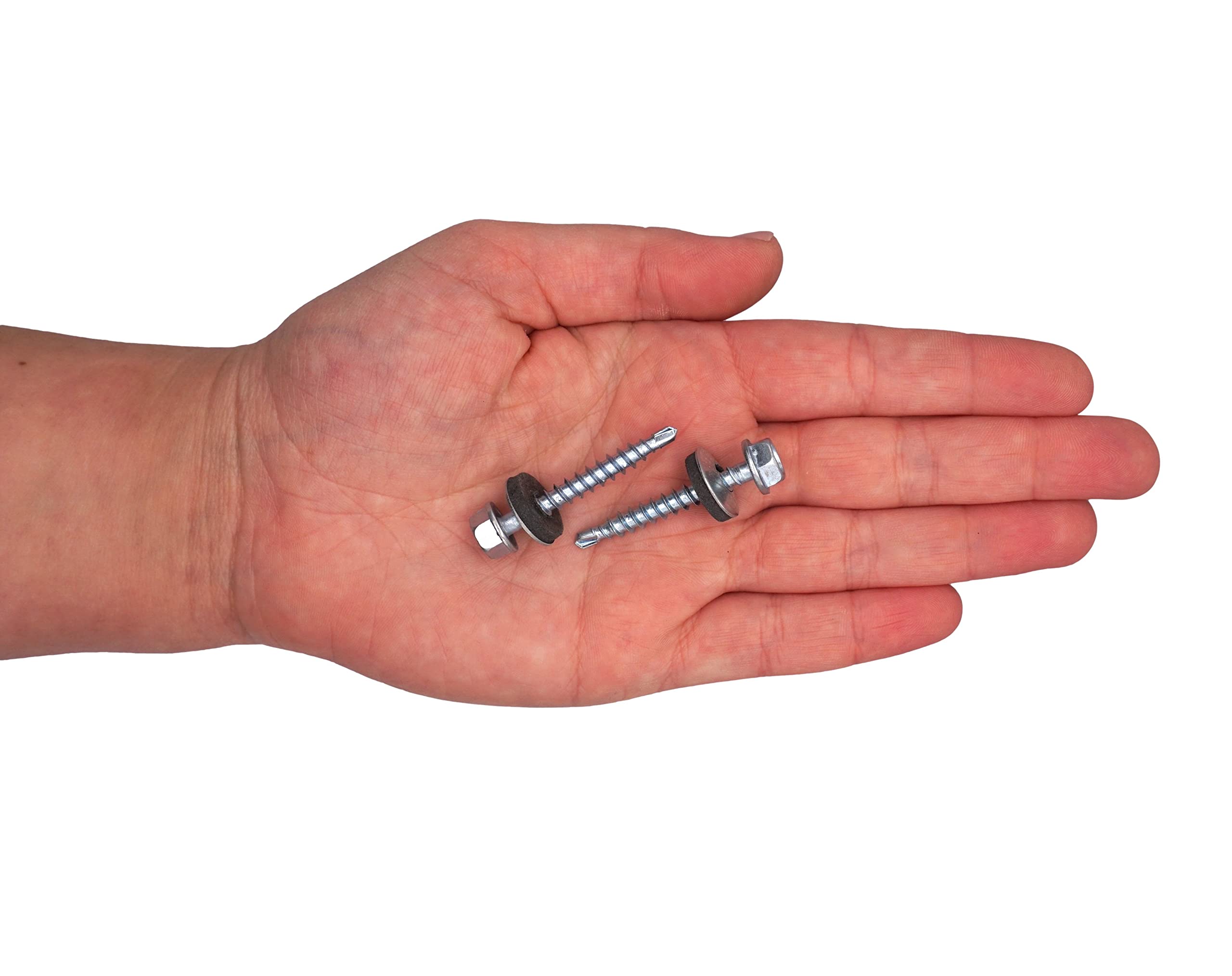 25 Viti Per Tetto In Acciaio Inox #8 Con Rondella EPDM - Testa Esagonale TEK - Albany County Fasteners