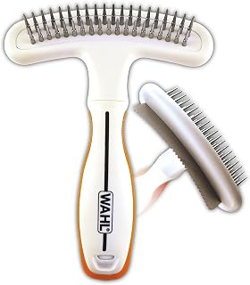 Wahl 2-in-1 Deshedding Rake for Dogs & Cats - Double Row Rotating Pins Remove Mats & Loose Fur, Model 858424