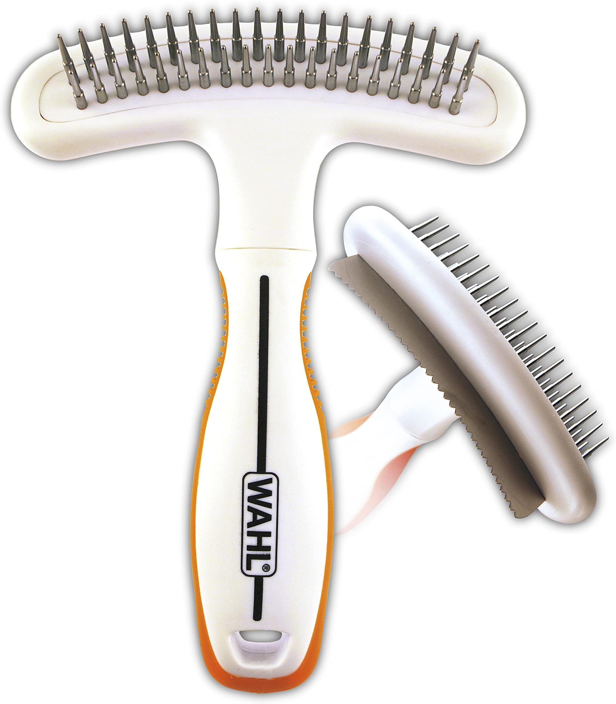 2-in-1 Combination Double Row Pet Rake with Hair Shedding Blade for Dog or Cat Fur by The Brand Used by Professionals – Model 858424