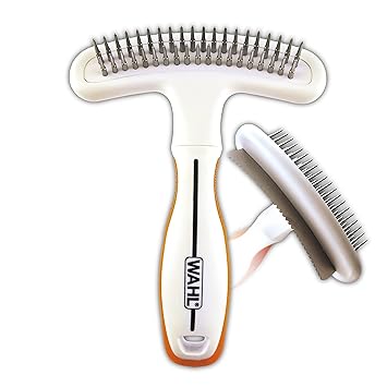 Wahl 2-in-1 Combination Double Row Pet Rake with hair shedding Blade for dog or cat fur by The Brand Used By Professionals. #858424