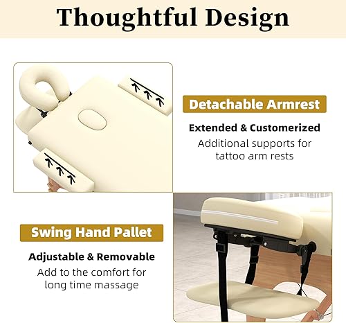 Miniatura 8 de civama Mesa de masaje portátil, 29 libras, peso ligero, plegable, cuidado facial, spa, cama de pestañas, marco de aluminio con bolsa de transporte