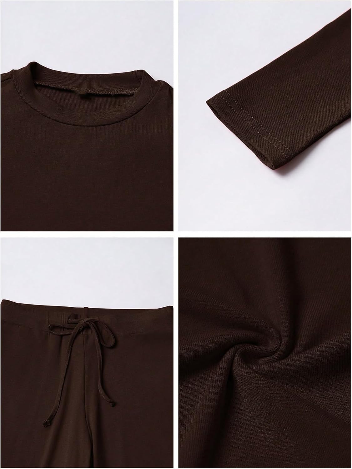 MakeMeChic Women's 2 Piece Sets Crew Neck Crop Tops and Low Rise Wide Leg Pants Lounge Summer Sets - Image 4