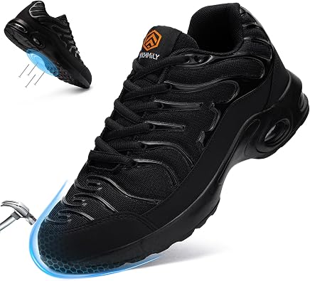 DYKHMILY Steel Toe Cap Trainers Men Safety Trainers Safety Shoes Work Shoe | Comfortable,Cushioned,Puncture-resistant,Light-weight,Breathable,Impact-resistant