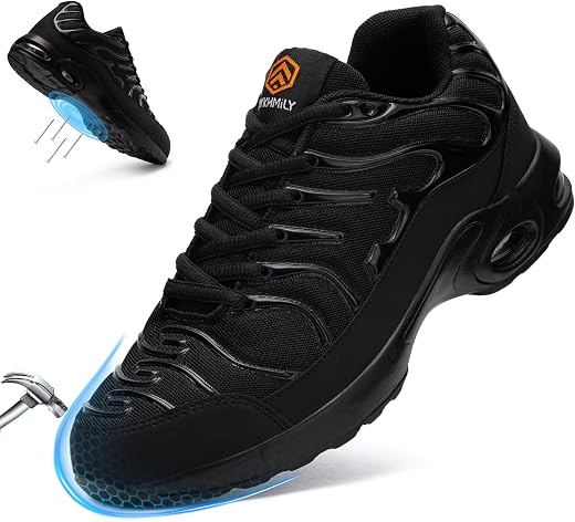 DYKHMILY Safety Shoes Men's Leitht Work Shoes Comfort Steel Toe Cap Shoes Puncture Resistant Breathable Protective Shoes C...