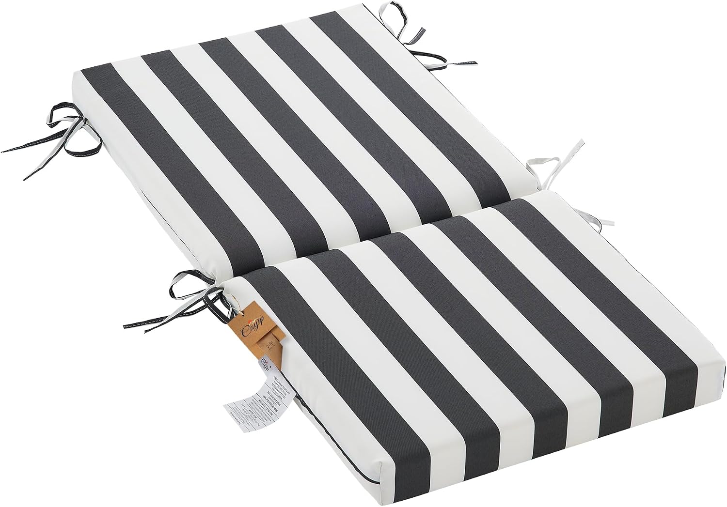 Outdoor Patio Dining Chair Cushion, High Back Chair Cushions with Removable Cover, Weather Resistant Indoor Chair Seat Cushion Deep, 42" L x 21" W x 3" H, 1 Count Floral,Black Stripe