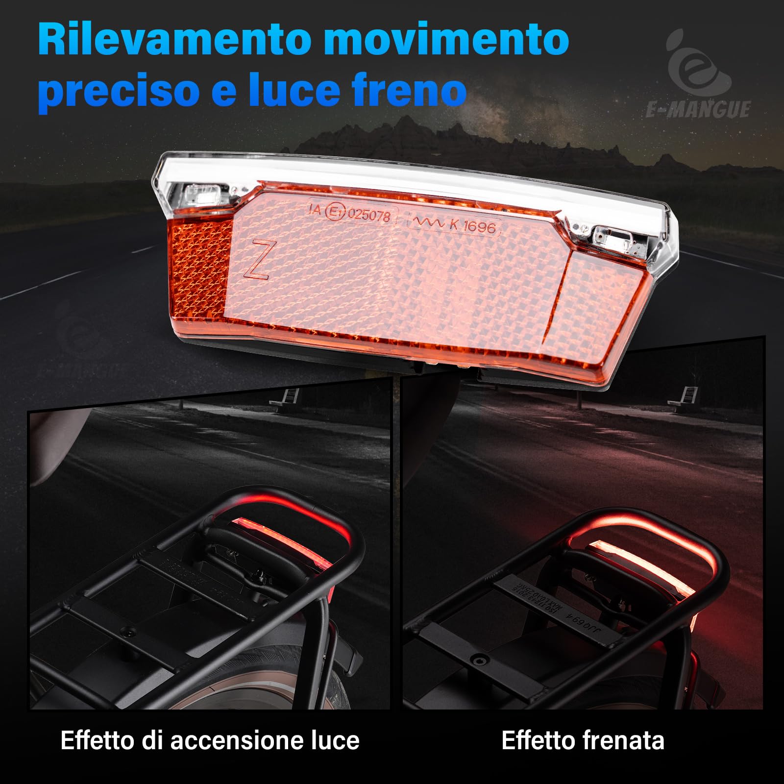 Luci LED per biciclette, taillidiritti approvati per la bici StVZO, taillidiritti per il rilevamento dei freni, taillidiritti per la sicurezza della bicicletta notturna