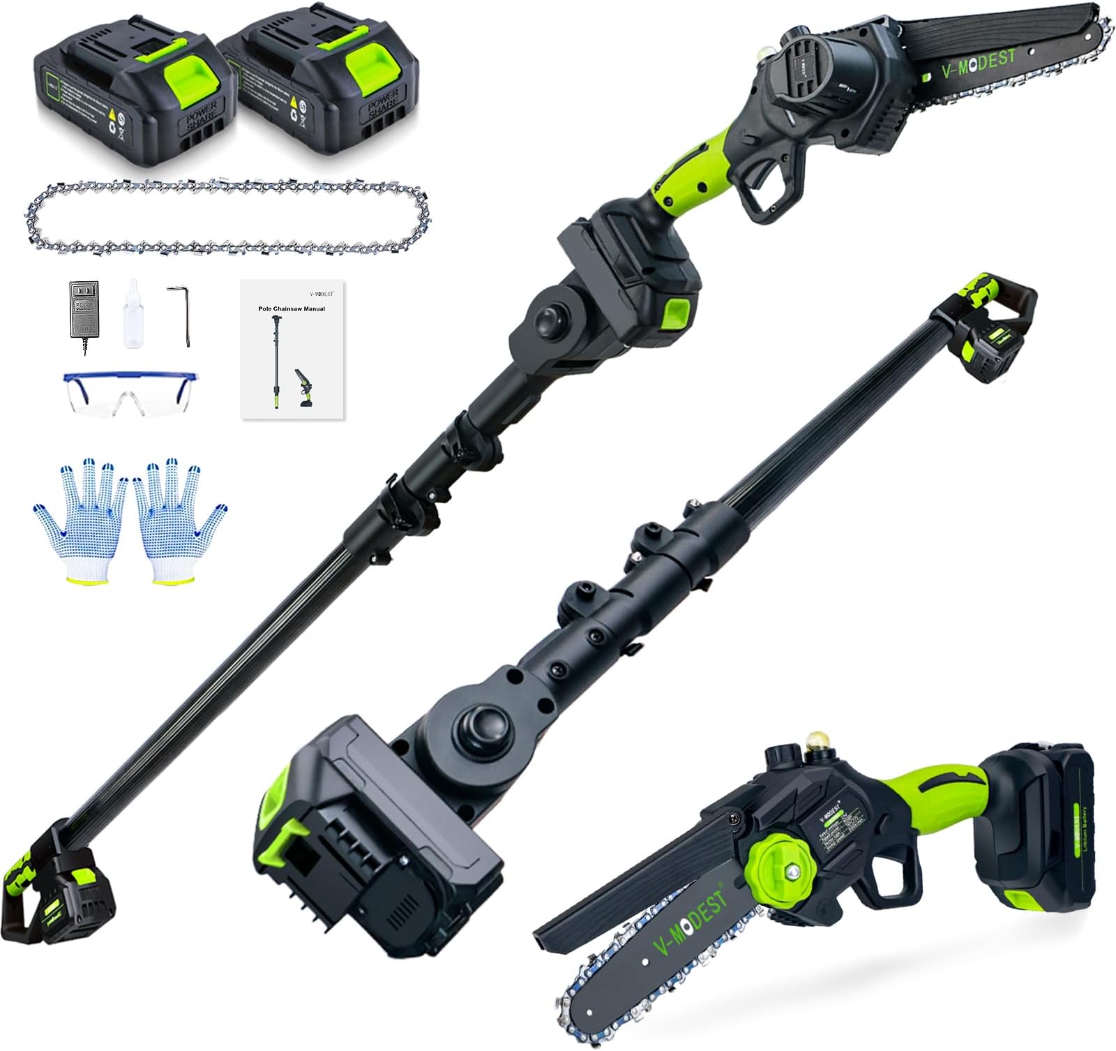 2in1 Cordless Pole Saw & Mini Chainsaw 21V Battery