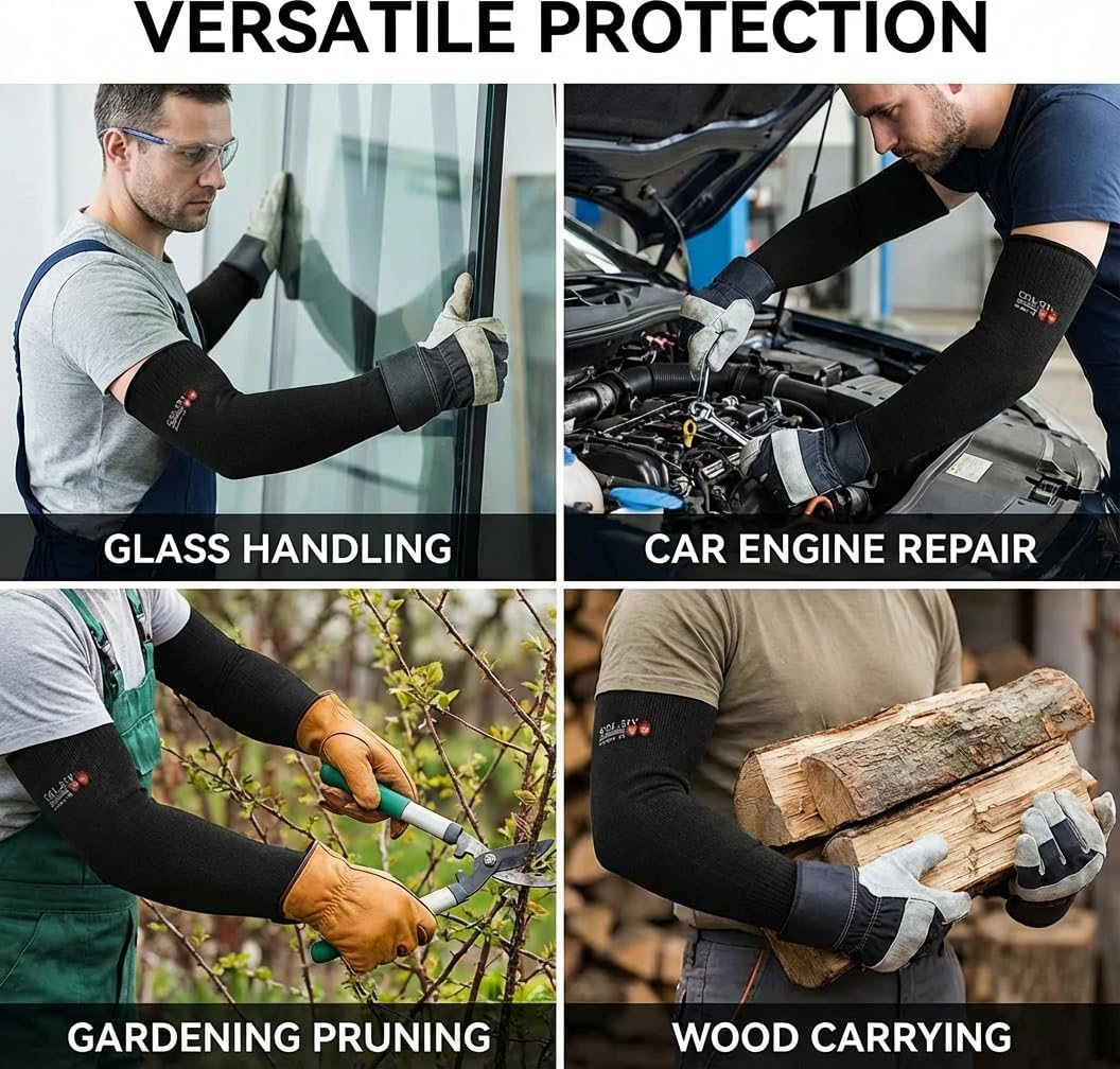 Arm Protectors For Thin Skin And Bruising, Cut Resistant Sleeves For Men Women, Kevlar Sleeves,A5 Level Protection Arm Sleeves For Gardening (Black, 2pairs, 11.8 In) - Image 9