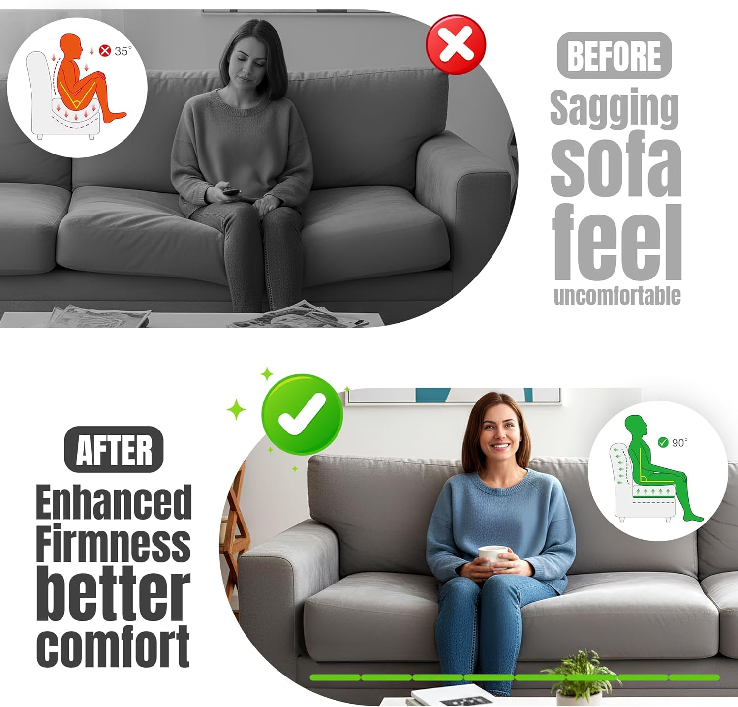 Heavy Duty Couch Cushion Support Board for Sagging Sofas, Foldable Plywood Under Cushion Support with Non-Slip Oxford Cloth Cover, Sofa Support for Sagging Cushions, Under Couch Board 15 (70 x 22 in)