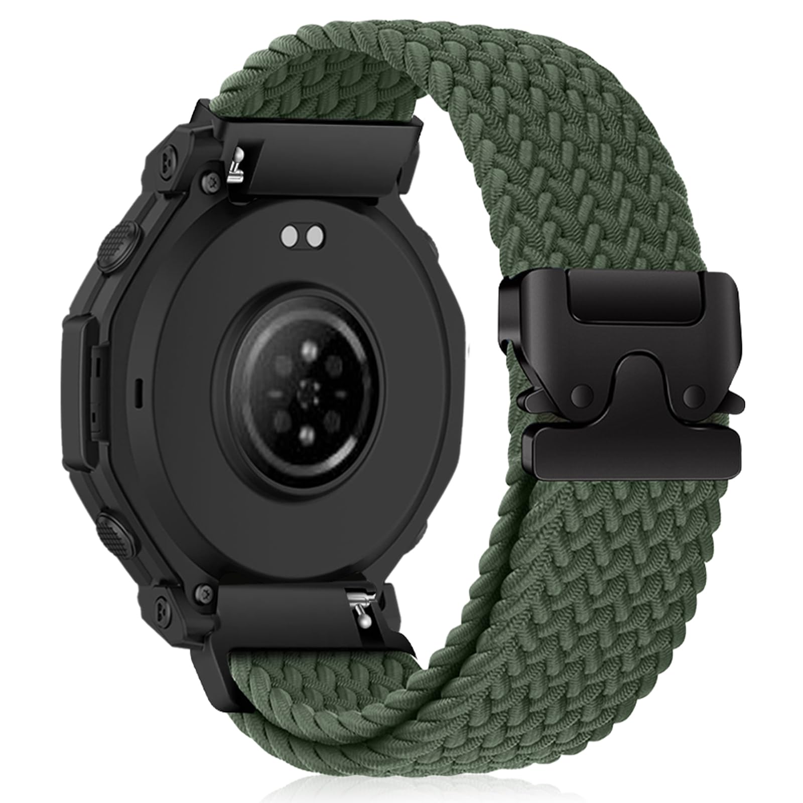 22 mm Nylon Strap for Amazfit Balance Ultra/3/2/Cheetah 2 Ultra/Active Max/T-Rex 3 Pro 48 mm, Elastic Braided Watch Wristbands for Amazfit Bip Max/Bip 6/5/5 Unity - Green