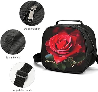 Cute Lunch Box for Men Women,Rose Flower Reusable Insulated Lunch Bag Cooler for Work Picnic Or Travel