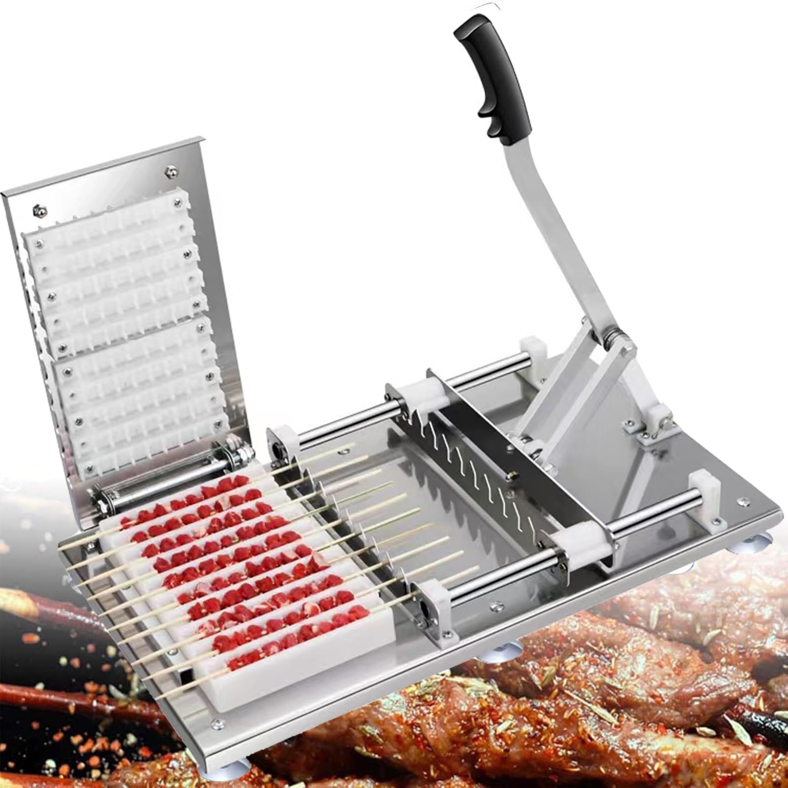 Caja para hacer kebab de acero inoxidable, máquina de pinchos de carne para asar al aire libre, herramienta esencial para barbacoa