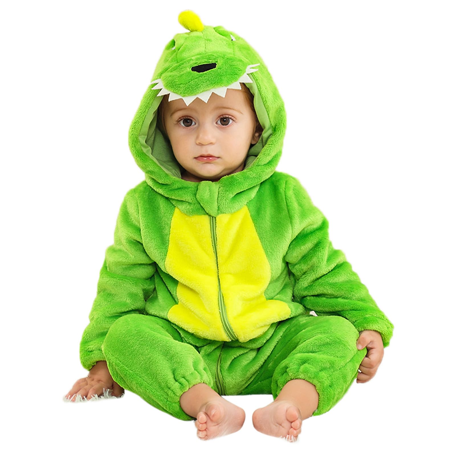 Mono bebé Capucha Mameluco de Bebé Unisex Disfraz de Dinosaurio Otoño Invierno Pijamas con Capucha Estilo Traje de Cosplay de Franela