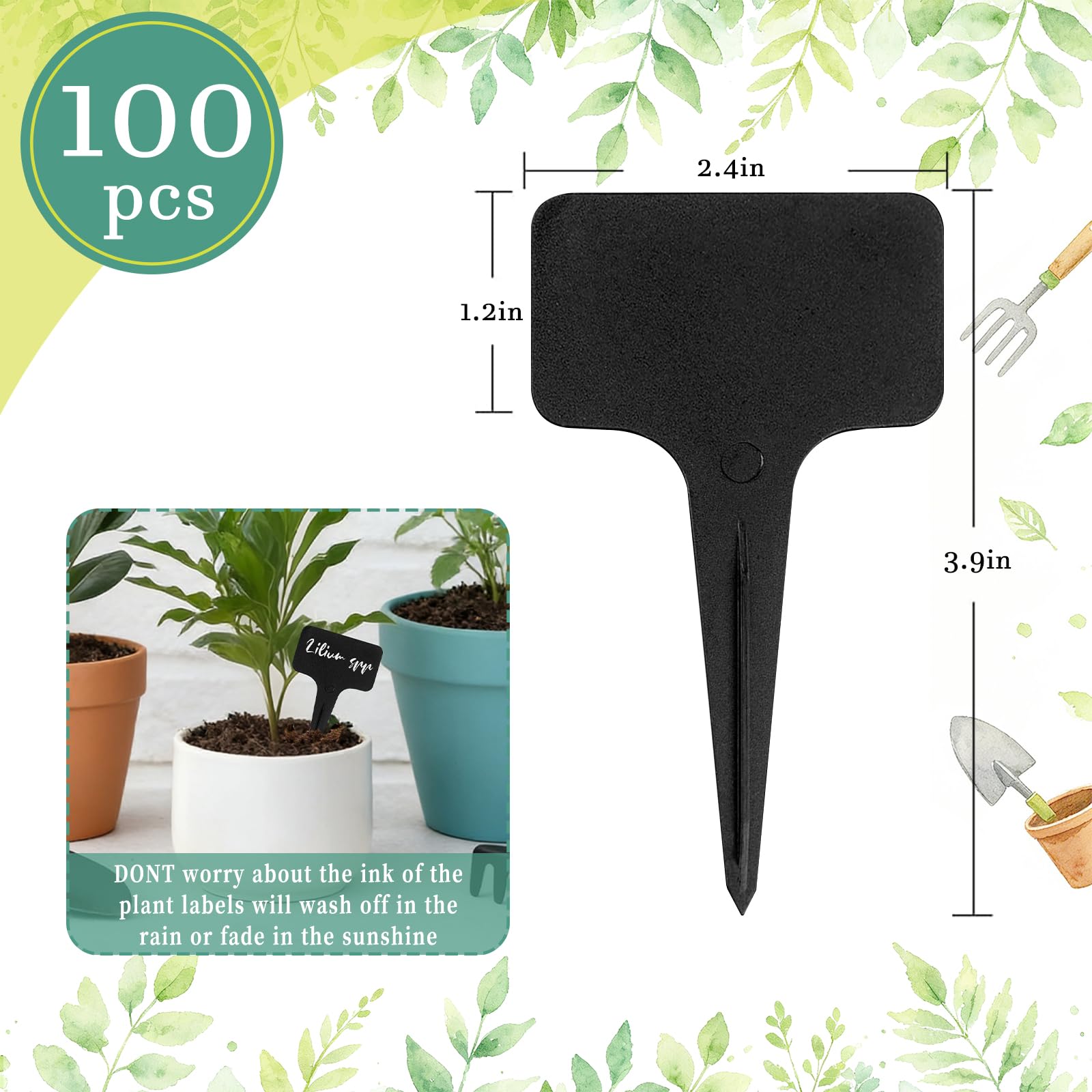 Amazon.com: Whaline 100 Pcs Plastic Plant Labels Black T-Type