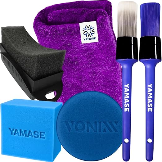 Kit Limpeza Automotiva Pano Toalha Flanela de Microfibra + Pinceis Detalhamento + Aplicador de Espuma Vonixx + Aplicador para Pretinho Curvado