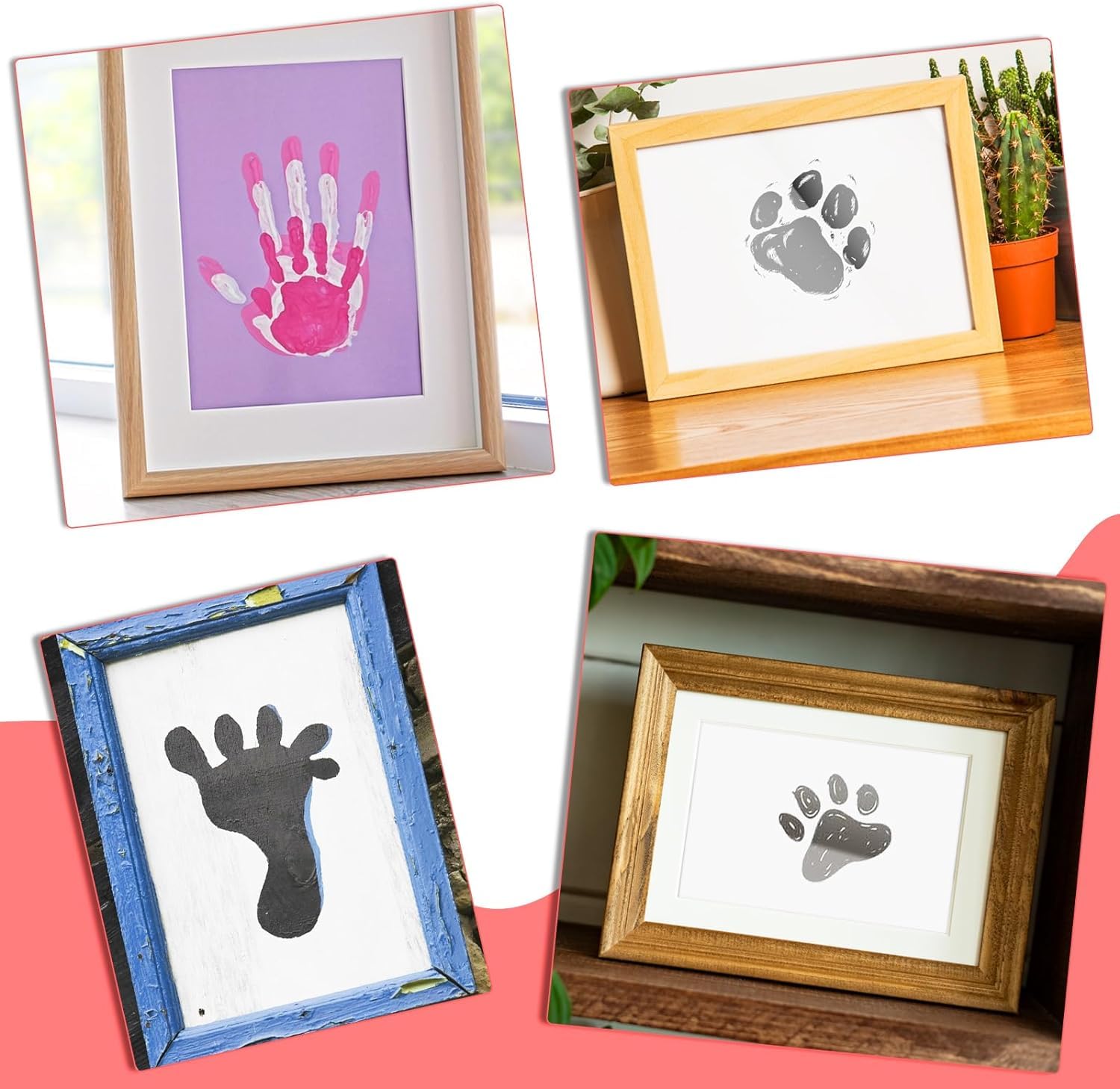 Tintenloses Hand- und Fußabdruck-Set, saubere Berührung, Baby- und Hundepfotenabdruck-Set, ungiftiges Stempelkissen für Baby-Fußabdrücke, Handabdrücke, Haustierpfotenabdrücke, einfach zu bedienen, 2