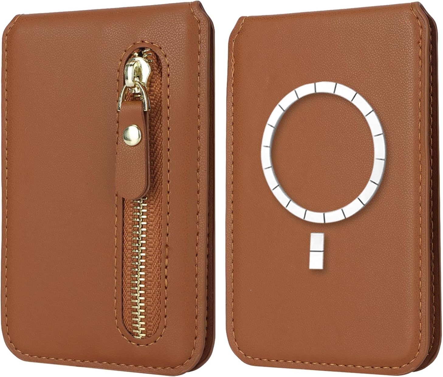 Cavor Compatible with Magsafe Wallet, Adjustable Stand,Magnetic Wallet for iPhone 17/16 Pro Max/15/14 Plus/13/12 Magsafe Card Holder Magsafe Phone Card Holder Zipper Pocket-Brown - Image 7