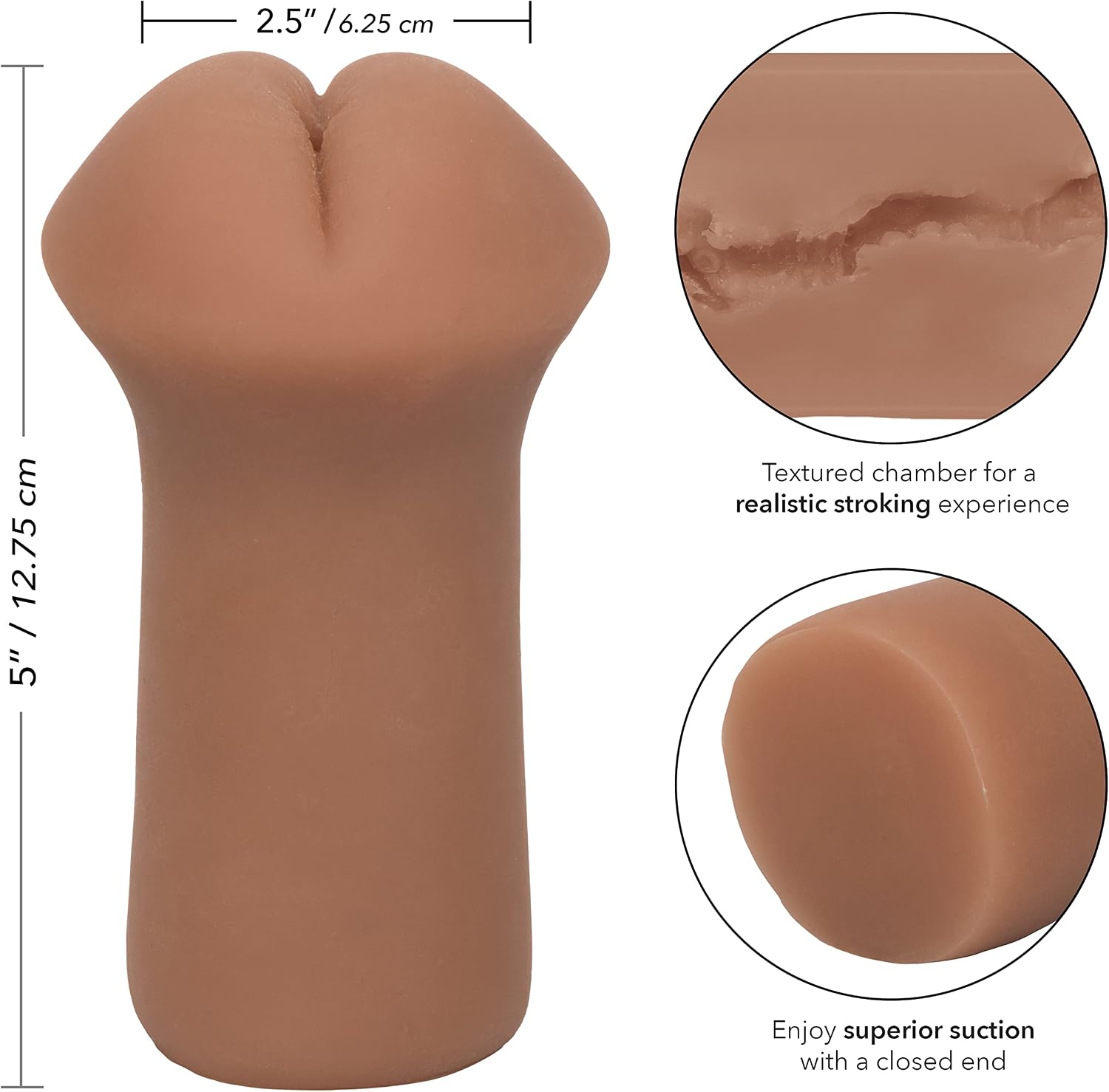 CalExotics Cheap Thrills The Roller Girl - Travel Sized Male Masturbator - Silicone Masturbation Sleeve – 5 Inch Adult Male Sex Toy - Brown