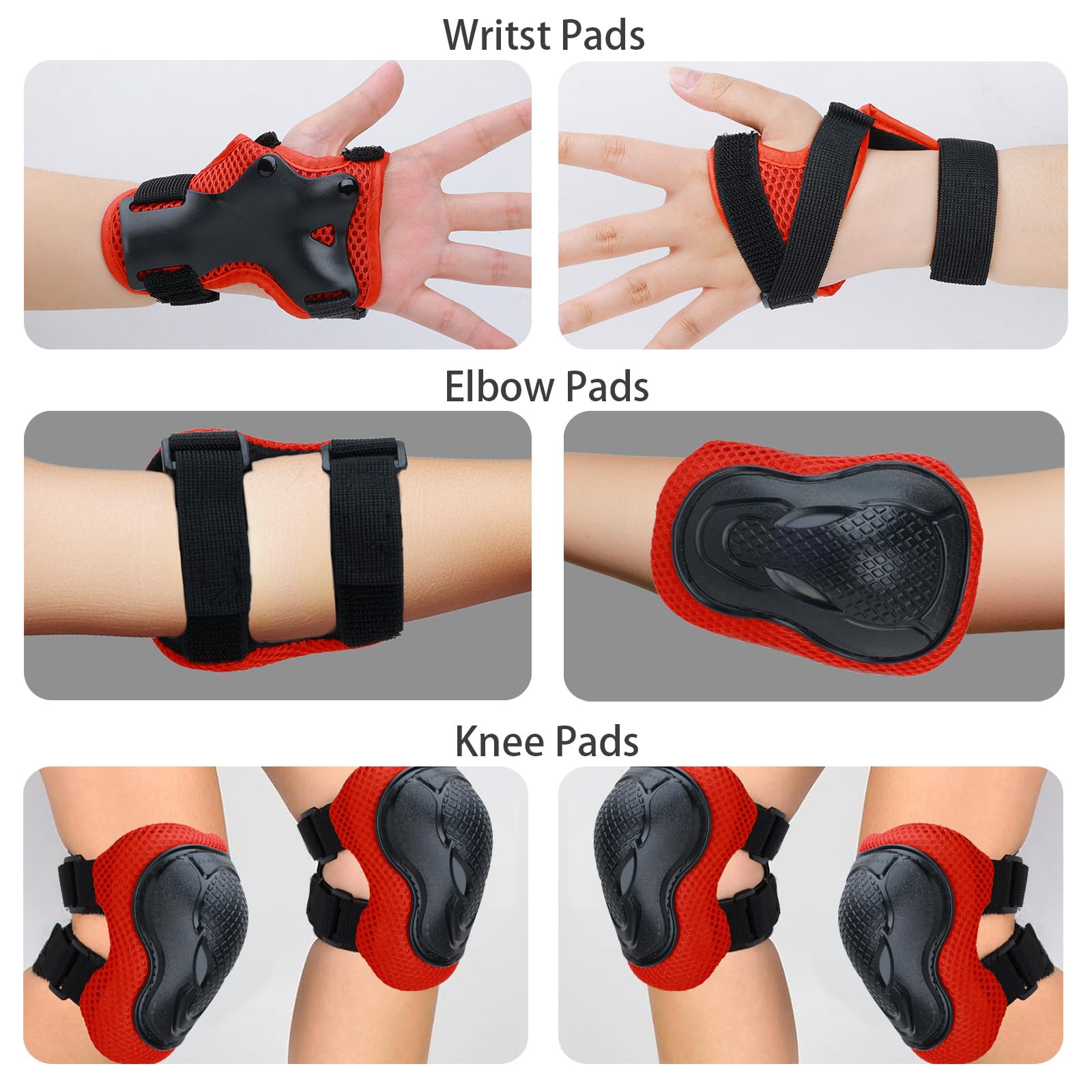 YooxArmor Protezioni Bambini Pattini in Linea per 3-8 Anni,6 in 1 Attrezzatura Protettiva Protezione Bambini Ginocchiere, Gomitiere Protezioni Set per Scooter Monopattino Bicicletta Pattini in Linea