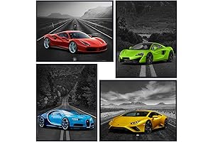 Lamborghini McLaren Ferrari Bugatti Poster Set: The Ultimate Boys' Room Décor