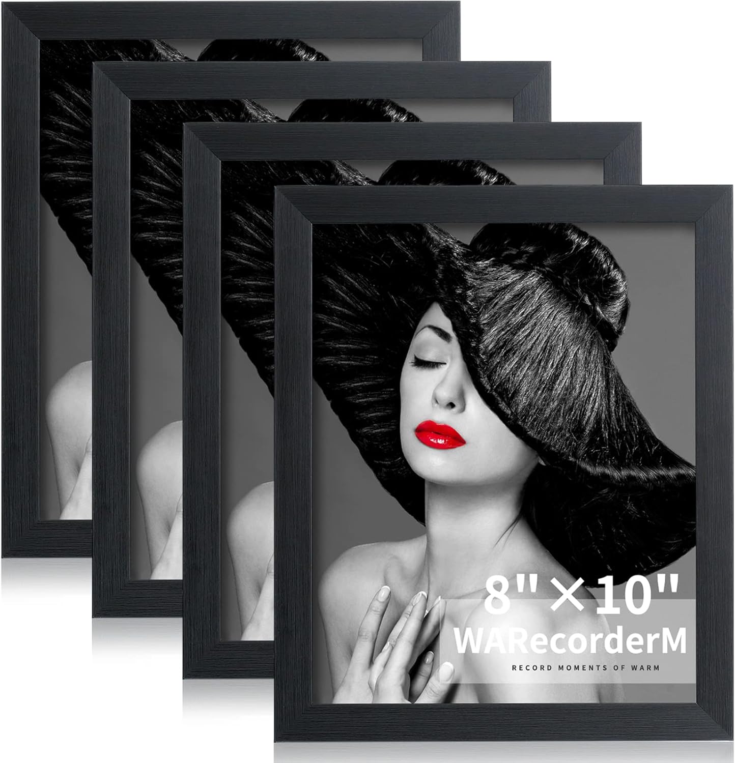 8x10 Picture Frames Set of 4 - High Definition Glass New Patten Frame - Wall Mounting Frame Horizontal Vertical Format