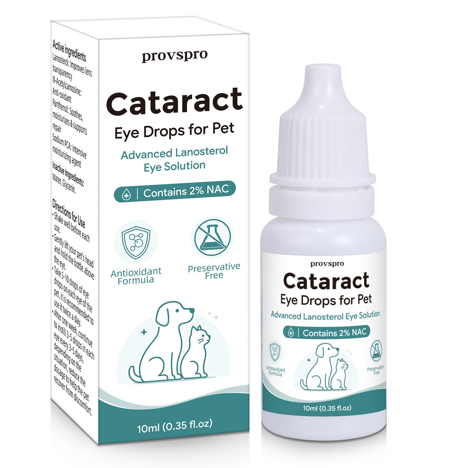 Cataract Eye Drops for Dogs, Improve Vision Clarity & Comfort, Support Eye Moisture, Preservative-Free, Daily Gentle Pet Eye Care Formula