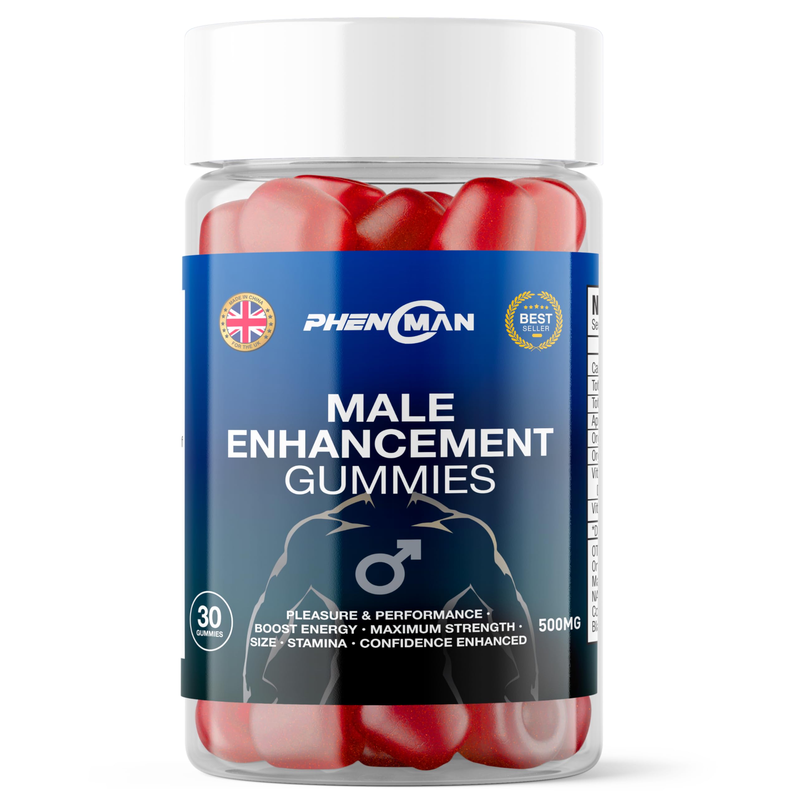 Phenoman Vegan Gummies for Men – Daily Supplement with Vitamin B12, Vitamin B9 & Organic Pomegranate – 30 Gummies, 1 Month Supply