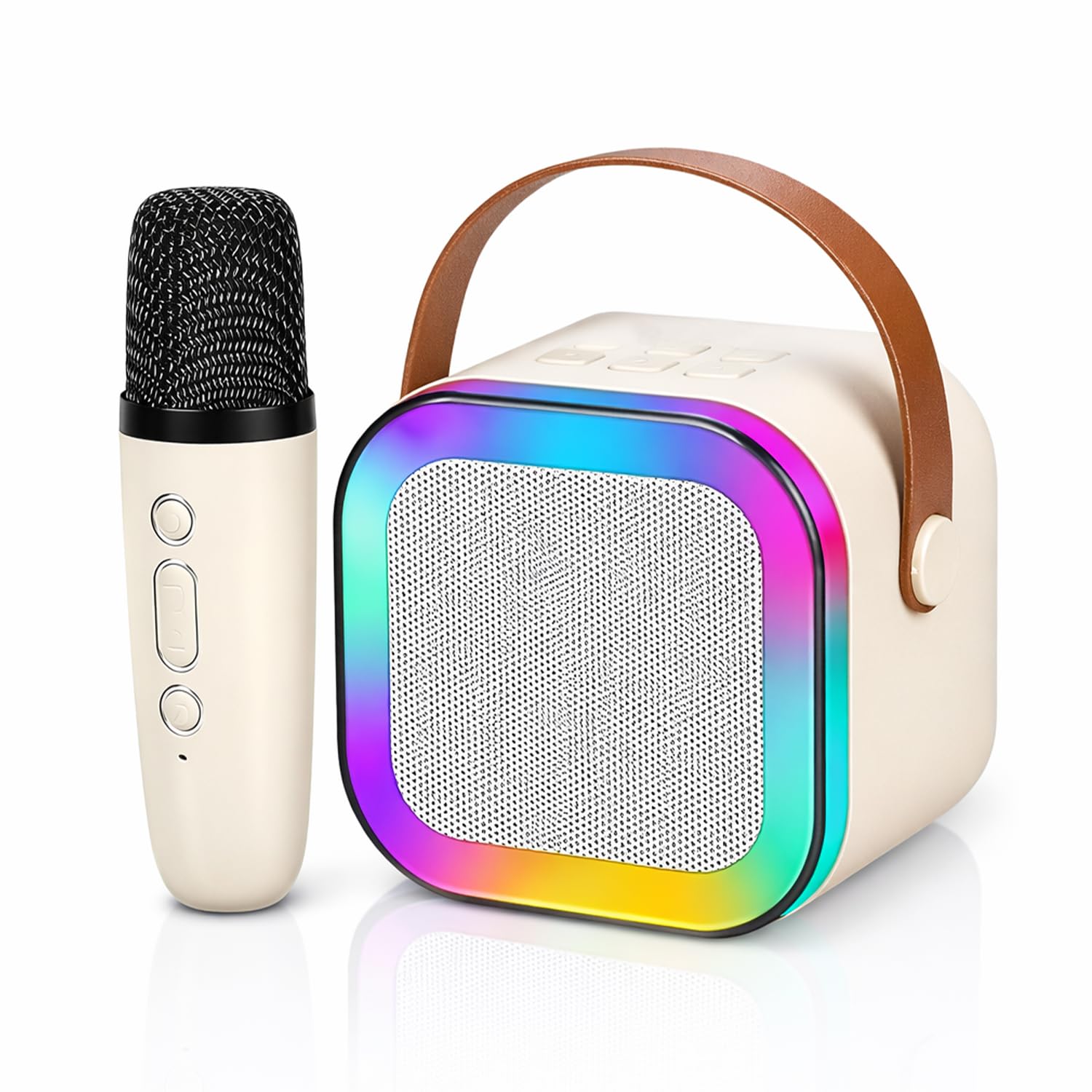 NHR Rechargeable Karaoke USB Speaker with Mic Set for Kids, Wireless Mini Portable Bluetooth Mic Toy and Charging Cable, Baby Mike for Kids with Lights Speake for Boys (Multicolor) ** Launch Offer **