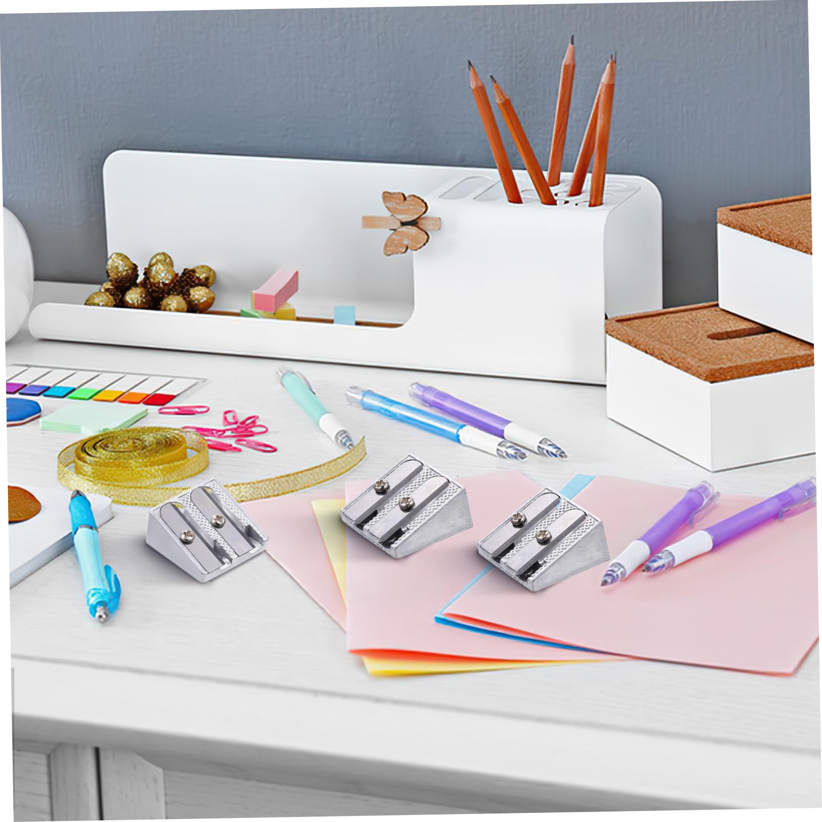 100pezzi Temperamatite Manuale Alluminio Strumento Portatile Per Ufficio e Scuola Facile Usare e Leggero Per Punte