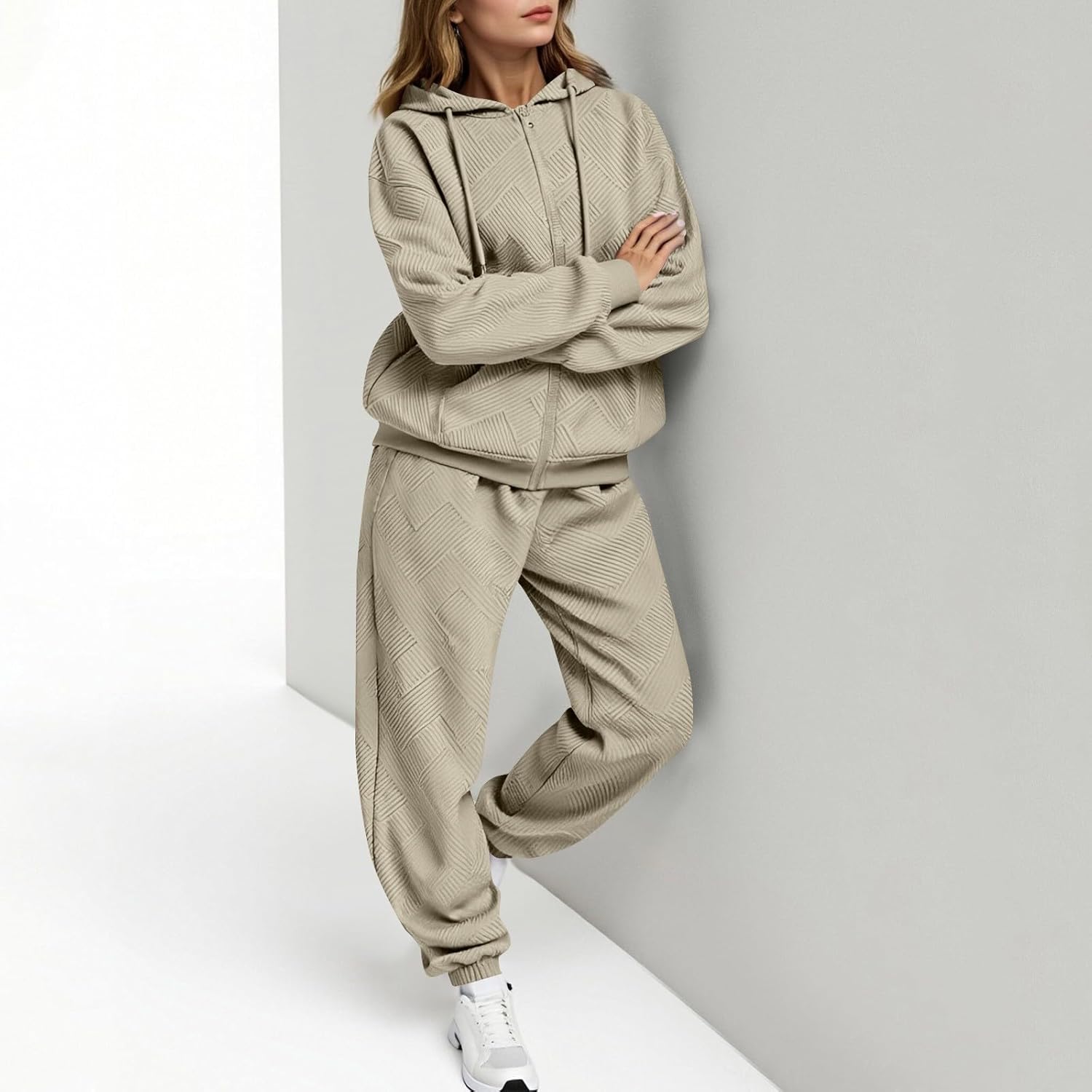 Sweat Suits for Womens 2 Piece Zip up Sweatshirt and Sweatpants Set Casual Jogger Sweatsuit Oversized Fall Tracksuit
