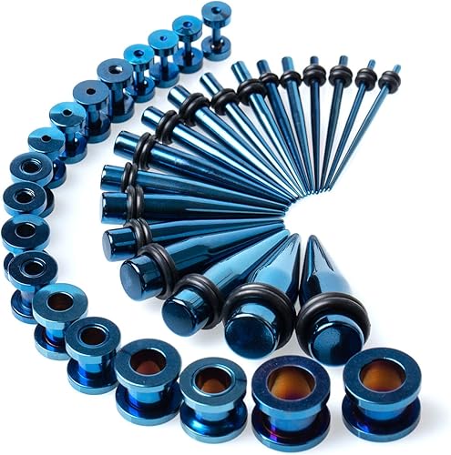 Miniatura 3 de CABBE KALLO Juego de 36 piezas de estiramiento de orejas 14G-00G de acero quirúrgico para principiantes, mujeres y hombres, expansores corporales,