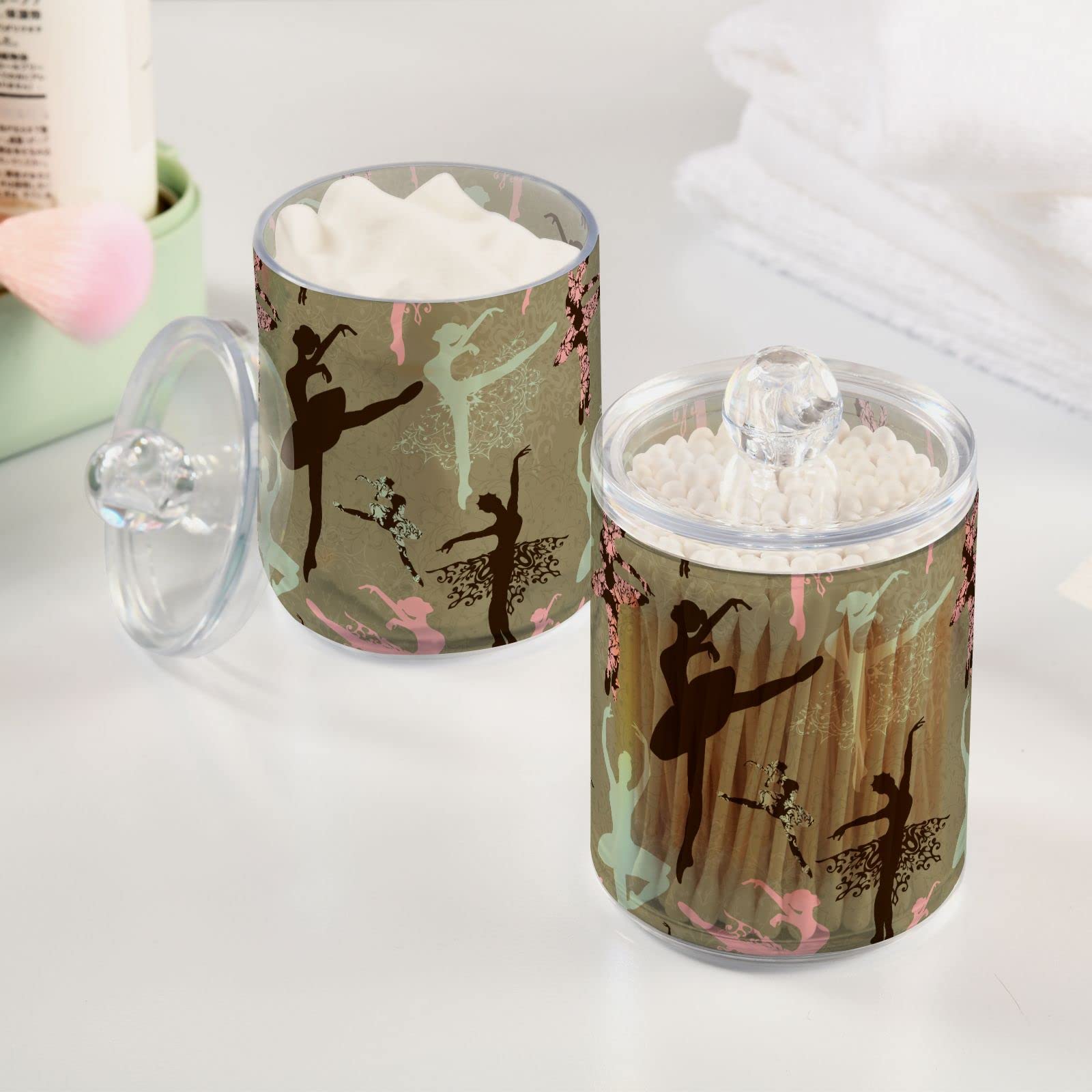 GAIREG Lot De 2 Porte-Cotons-Tiges Colorés - Distributeur Tampons Coton Avec Couvercle Pour Salle De Bain