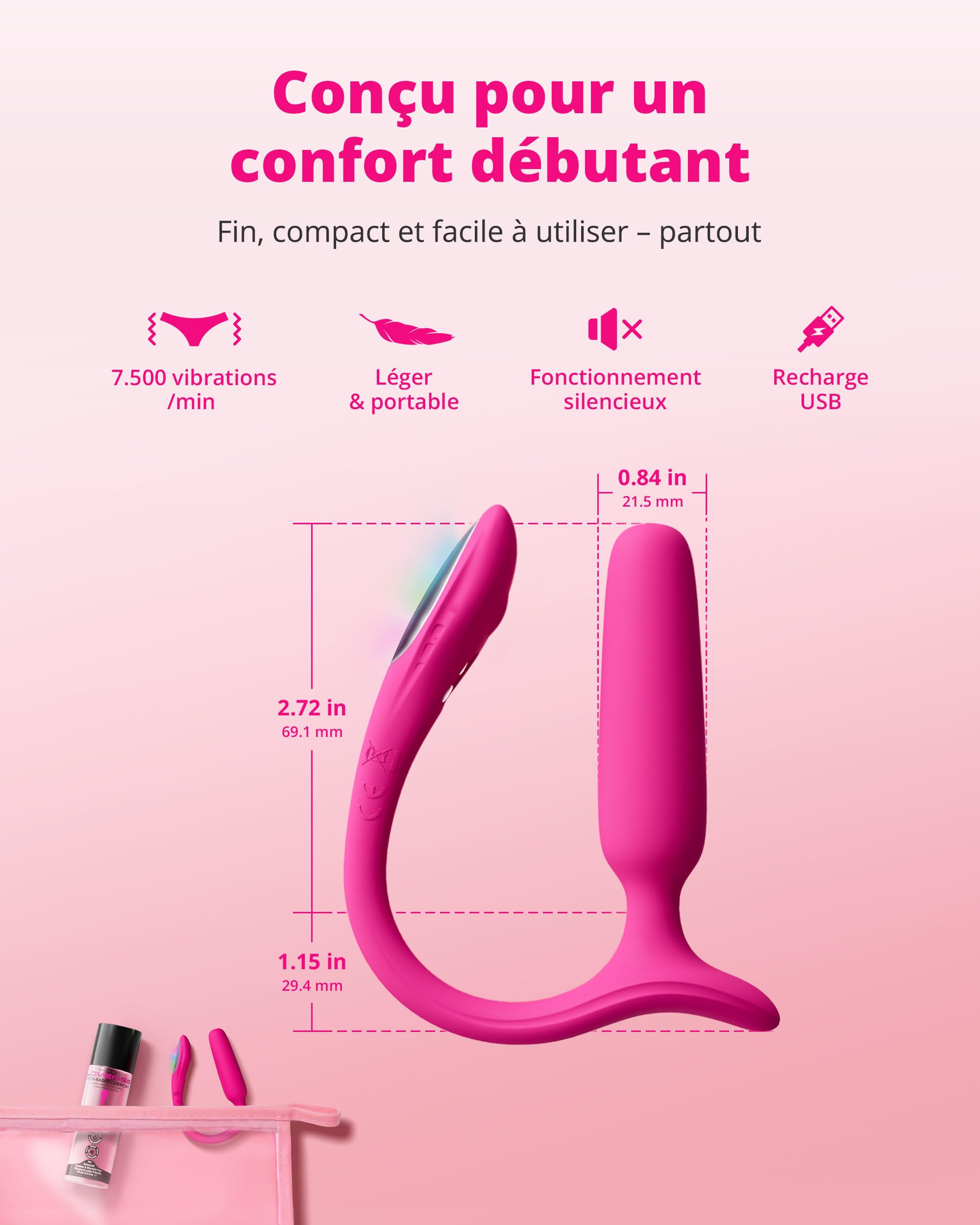 LOVENSE Lush Mini Vibratore Ovetto + Ferri Vibratore Magnetico | controllo remoto dell'app | Sex Toys Donna | Stimolazione Punto G e Clitoride | Impermeabile | Silenzioso | Portatile