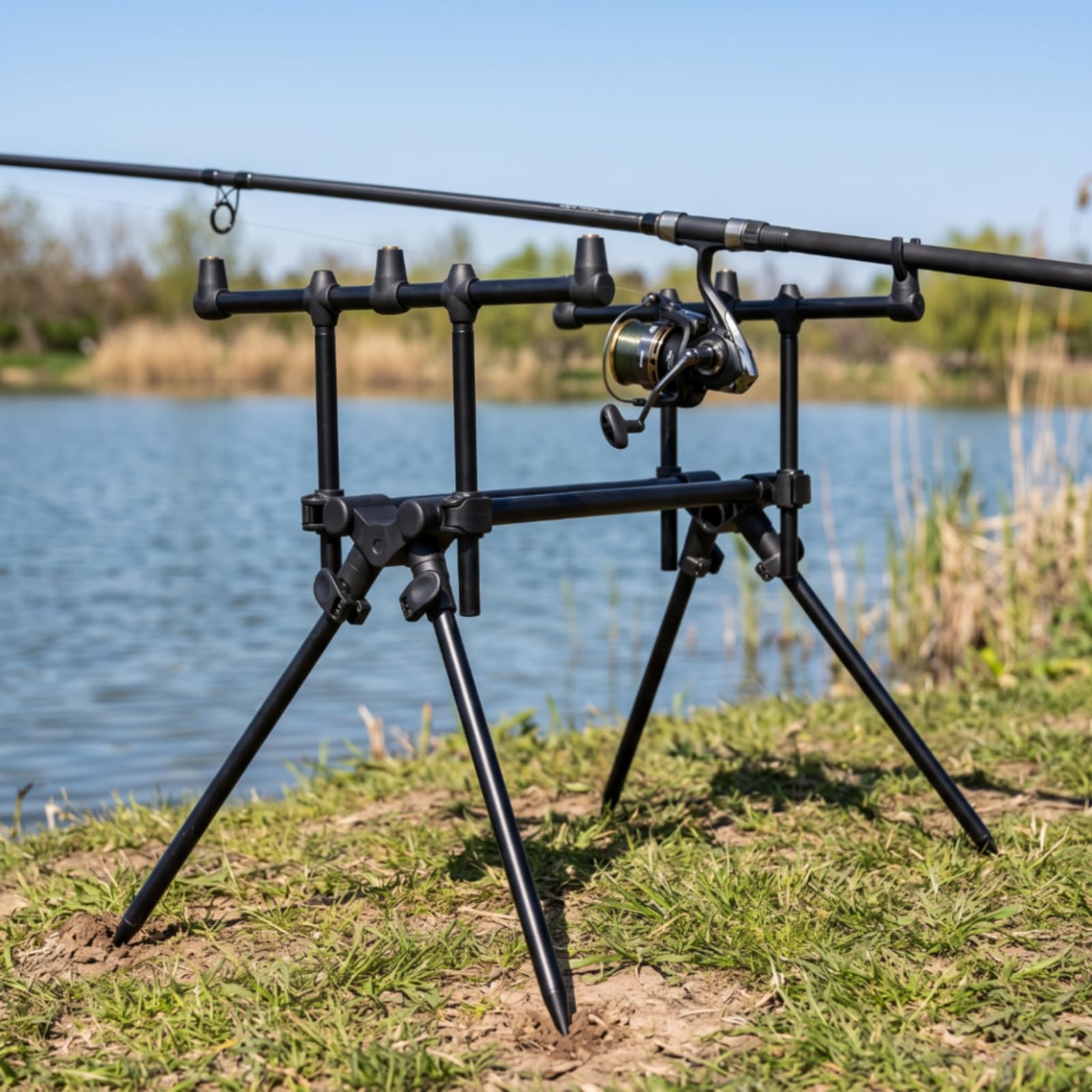 predolo Support Canne à Pêche Métallique Support Canne avec Pique Terre Compact pour Berge