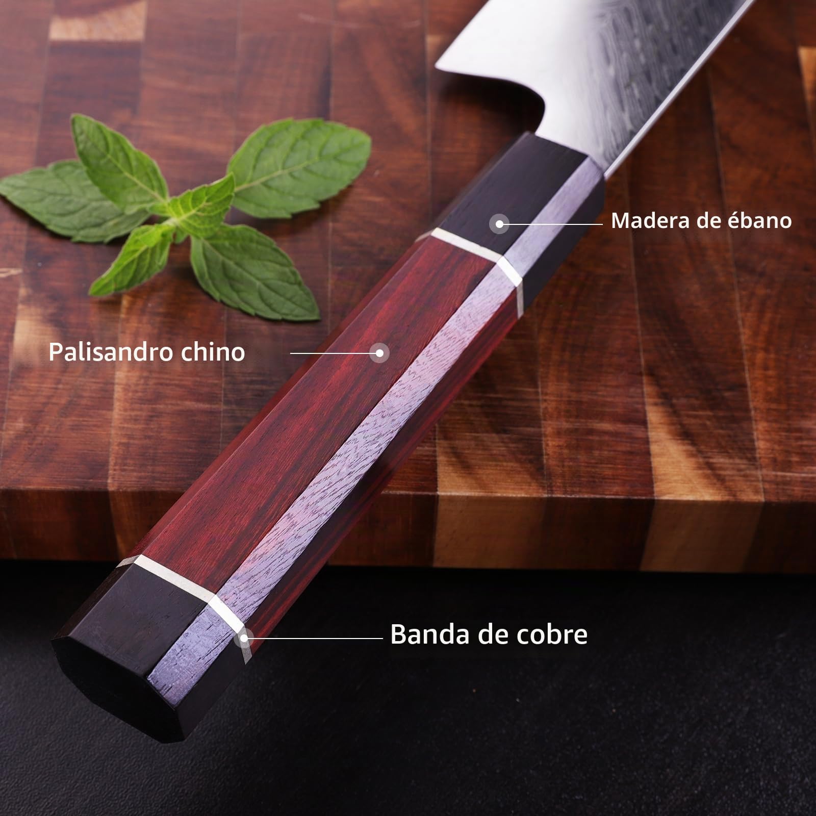 FINDKING Cuchillo Nakiri Verduras Damasco 19,6cm Estilo Japonés Samurai | Acero Damasco, estilo japonés, cuchillo Nakiri verduras, hoja recta, cortar picar verduras, cocina precisa, serie Samurai